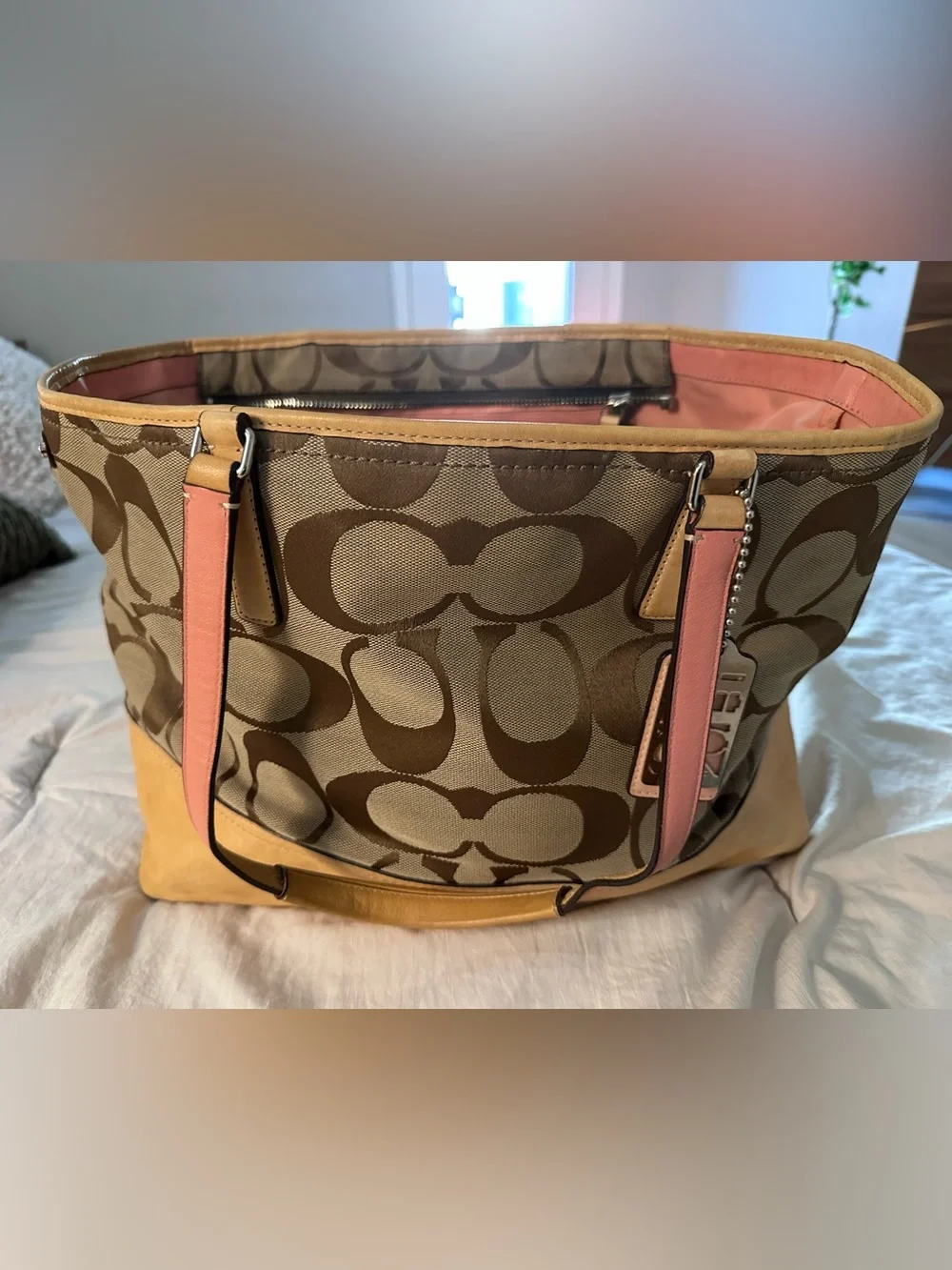 Khaki Signature Canvas with Pink Patent Leather Trim (Circa 2010)